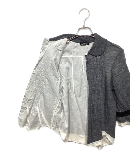 tricot COMME des GARCONS（トリココムデギャルソン）tricot COMME des GARCONS (トリココムデギャルソン) ウール丸襟シャツ グレー×ホワイト サイズ:-の古着・服飾アイテム