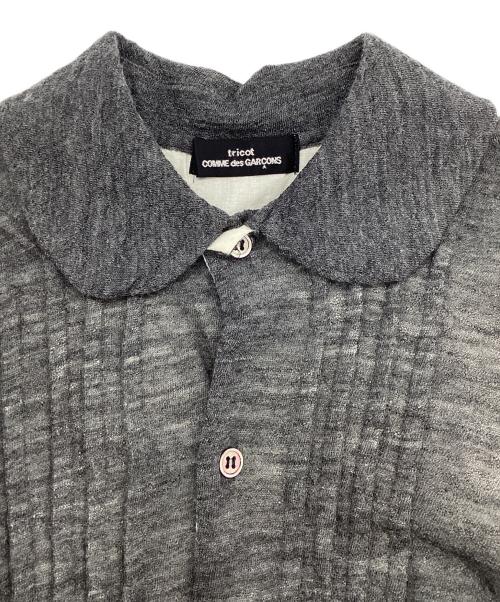 tricot COMME des GARCONS（トリココムデギャルソン）tricot COMME des GARCONS (トリココムデギャルソン) ウール丸襟シャツ グレー×ホワイト サイズ:-の古着・服飾アイテム