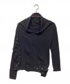 Y'sワイズ）の古着「切替ドットカーディガン」｜ブラック