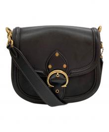 COACH（コーチ）の古着「Beat saddle bag レザーショルダーバッグ」｜ブラック