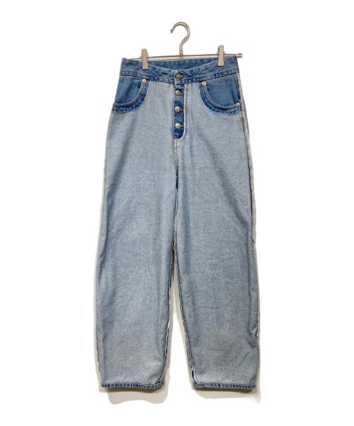 MM6 Maison Margiela（エムエムシックスメゾンマルジェラ）MM6 Maison Margiela (エムエムシックスメゾンマルジェラ) インサイドアウトワイドデニムパンツ インディゴ サイズ:40の古着・服飾アイテム