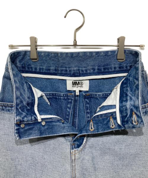 MM6 Maison Margiela（エムエムシックスメゾンマルジェラ）MM6 Maison Margiela (エムエムシックスメゾンマルジェラ) インサイドアウトワイドデニムパンツ インディゴ サイズ:40の古着・服飾アイテム
