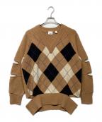 BURBERRYバーバリー）の古着「アーガイル カットアウトカシミヤ混セーター」｜ベージュ
