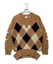 BURBERRY（バーバリー）の古着「アーガイル カットアウトカシミヤ混セーター」｜ベージュ