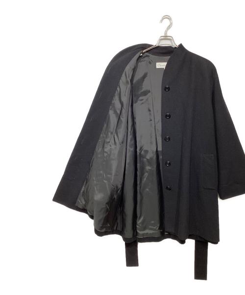 Christian Dior（クリスチャン ディオール）Christian Dior (クリスチャン ディオール) Aラインノーカラーミドルコート ブラック サイズ:9の古着・服飾アイテム