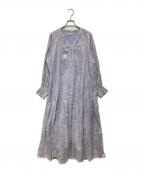 ne quittez pasヌキテパ）の古着「Cotton Voile Foil Flower Print Panel Dress」｜パープル