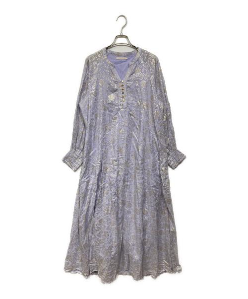 ne quittez pas（ヌキテパ）ne quittez pas (ヌキテパ) Cotton Voile Foil Flower Print Panel Dress パープル サイズ:Mの古着・服飾アイテム