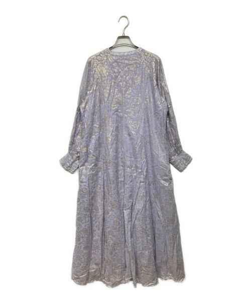 ne quittez pas（ヌキテパ）ne quittez pas (ヌキテパ) Cotton Voile Foil Flower Print Panel Dress パープル サイズ:Mの古着・服飾アイテム