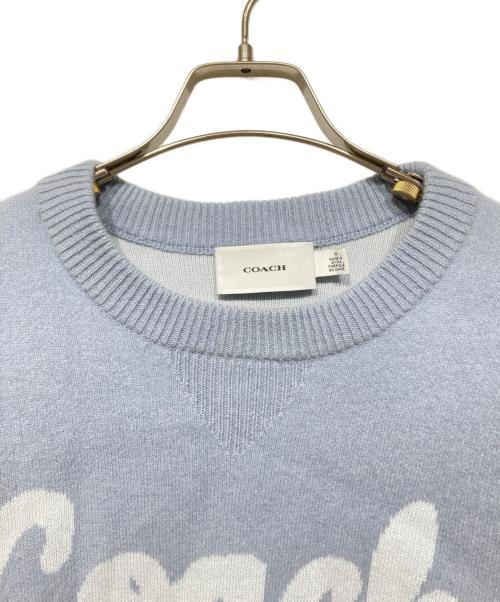COACH（コーチ）COACH (コーチ) ロゴクロップドニット ブルー サイズ:Mの古着・服飾アイテム