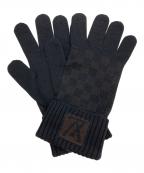 LOUIS VUITTONルイ ヴィトン）の古着「ダミエ柄 ニットグローブ」｜ブラック×ブラウン