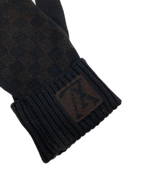 LOUIS VUITTON（ルイ ヴィトン）LOUIS VUITTON (ルイ ヴィトン) ダミエ柄 ニットグローブ ブラック×ブラウンの古着・服飾アイテム