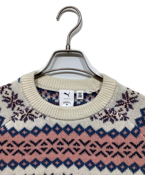 PUMA（プーマ）PUMA (プーマ) Noah (ノア) ノルディックニット ホワイト×ピンク サイズ:Sの古着・服飾アイテム