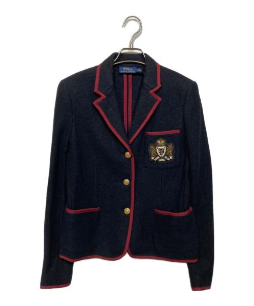 POLO RALPH LAUREN（ポロ・ラルフローレン）POLO RALPH LAUREN (ポロ・ラルフローレン) パイピングブレザージャケット ブラック×レッド サイズ:6の古着・服飾アイテム