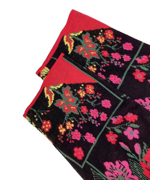 KENZO（ケンゾー）KENZO (ケンゾー) 花柄ニットワンピース ブラック×レッド サイズ:2の古着・服飾アイテム