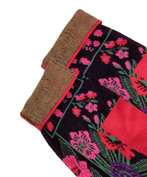 KENZO（ケンゾー）KENZO (ケンゾー) 花柄ニットワンピース ブラック×レッド サイズ:2の古着・服飾アイテム
