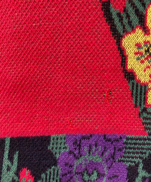 KENZO（ケンゾー）KENZO (ケンゾー) 花柄ニットワンピース ブラック×レッド サイズ:2の古着・服飾アイテム