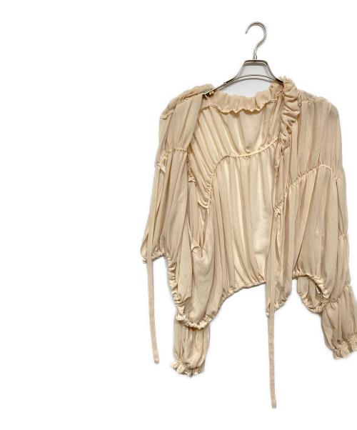 papier（パピエ）papier (パピエ) ギャザーブラウス ベージュ サイズ:Freeの古着・服飾アイテム