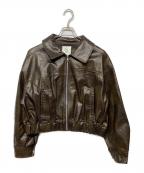 Sea Room lynnシールームリン）の古着「collab Ecoレザーヴィンテージブルゾン」｜ブラウン