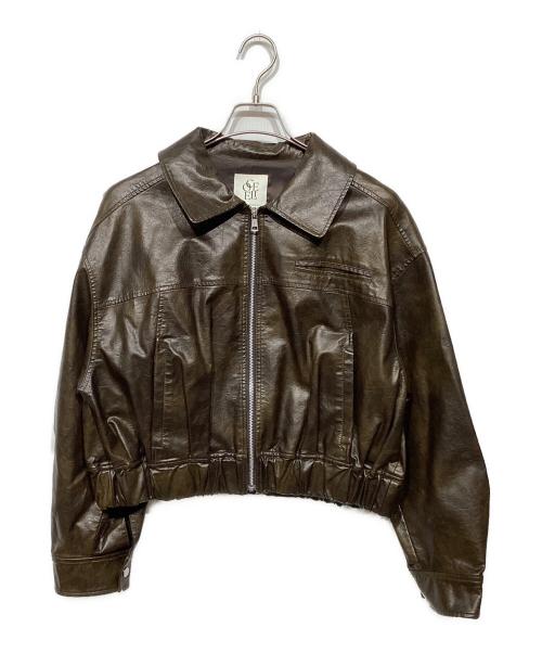 Sea Room lynn（シールームリン）Sea Room lynn (シールームリン) collab Ecoレザーヴィンテージブルゾン ブラウン サイズ:5Lの古着・服飾アイテム