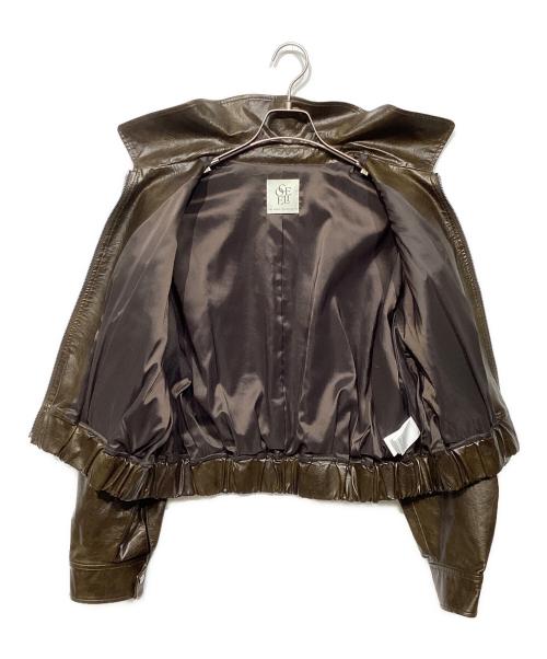 Sea Room lynn（シールームリン）Sea Room lynn (シールームリン) collab Ecoレザーヴィンテージブルゾン ブラウン サイズ:5Lの古着・服飾アイテム