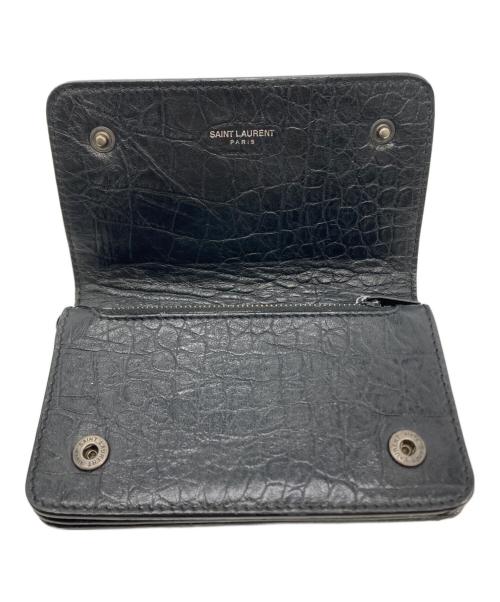 Saint Laurent Paris（サンローランパリ）Saint Laurent Paris (サンローランパリ) レザーフラップウォレット ブラックの古着・服飾アイテム