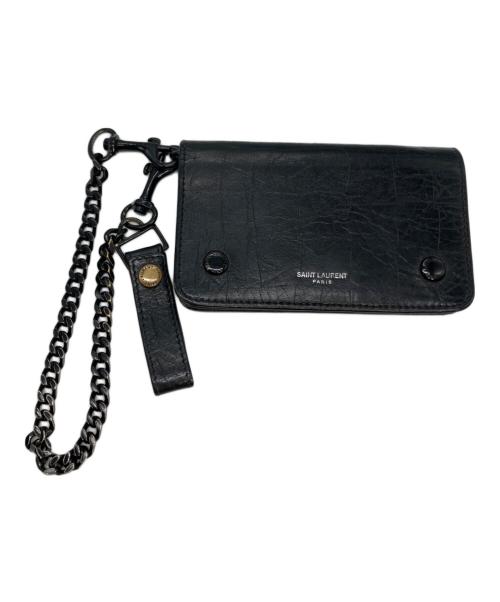 Saint Laurent Paris（サンローランパリ）Saint Laurent Paris (サンローランパリ) レザーフラップウォレット ブラックの古着・服飾アイテム