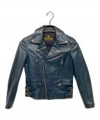 beautiful peopleビューティフルピープル）の古着「ホースレザーライダースジャケット」｜ブルー