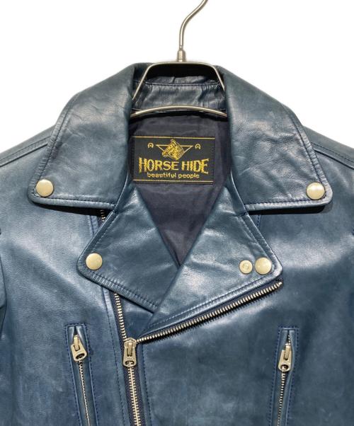 beautiful people（ビューティフルピープル）beautiful people (ビューティフルピープル) ホースレザーライダースジャケット ブルー サイズ:34の古着・服飾アイテム