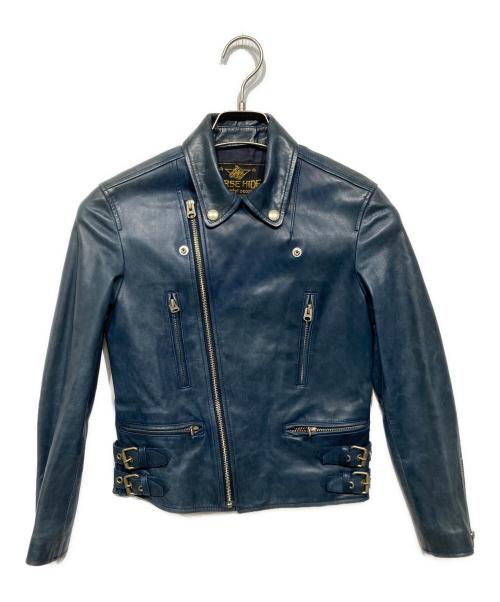 beautiful people（ビューティフルピープル）beautiful people (ビューティフルピープル) ホースレザーライダースジャケット ブルー サイズ:34の古着・服飾アイテム
