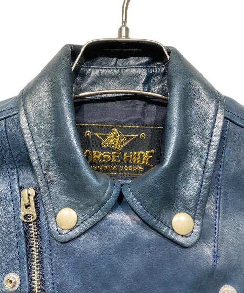 beautiful people（ビューティフルピープル）beautiful people (ビューティフルピープル) ホースレザーライダースジャケット ブルー サイズ:34の古着・服飾アイテム