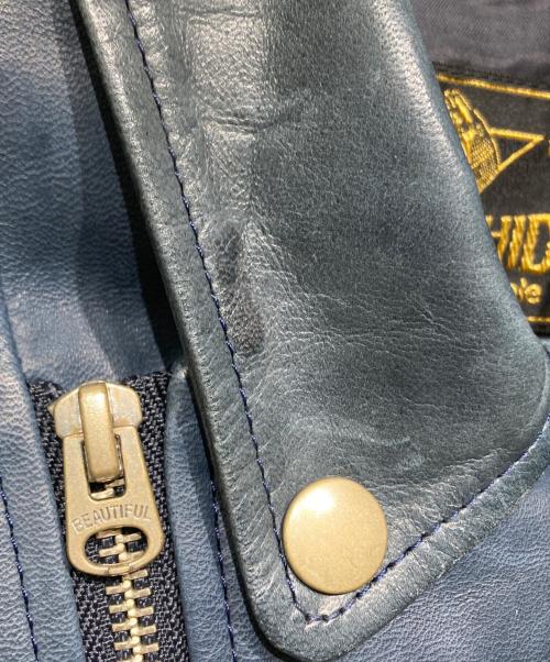 beautiful people（ビューティフルピープル）beautiful people (ビューティフルピープル) ホースレザーライダースジャケット ブルー サイズ:34の古着・服飾アイテム