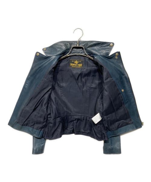 beautiful people（ビューティフルピープル）beautiful people (ビューティフルピープル) ホースレザーライダースジャケット ブルー サイズ:34の古着・服飾アイテム