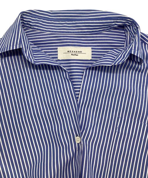 Max Mara WEEK END LINE（マックスマーラ ウイークエンドライン）Max Mara WEEK END LINE (マックスマーラ ウイークエンドライン) ストライプスキッパーシャツ ブルー×ホワイト サイズ:J38の古着・服飾アイテム