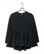Aveniretoileアベニールエトワール）の古着「ダブルクロスギャザー切替ブラウス」｜ブラック