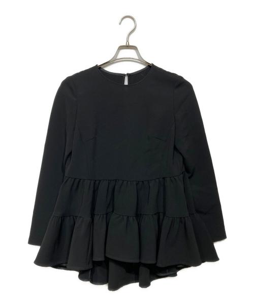 Aveniretoile（アベニールエトワール）Aveniretoile (アベニールエトワール) ダブルクロスギャザー切替ブラウス ブラック サイズ:34の古着・服飾アイテム