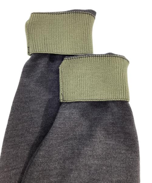 maison kitsune（メゾンキツネ）maison kitsune (メゾンキツネ) フォックスパッチバイカラーカーディガン ブラック×グリーン サイズ:Sの古着・服飾アイテム