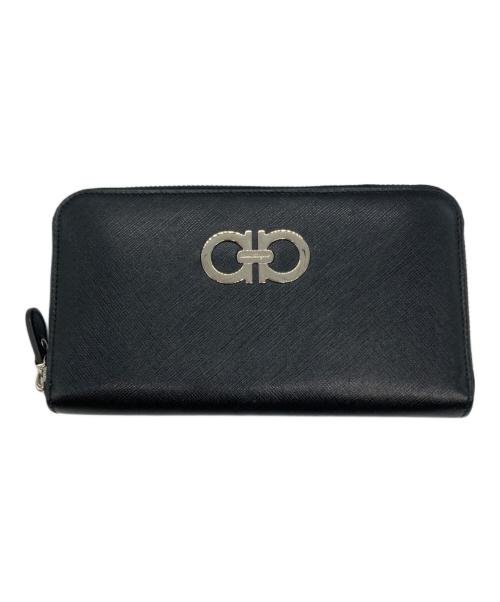 Salvatore Ferragamo（サルヴァトーレ フェラガモ）Salvatore Ferragamo (サルヴァトーレ フェラガモ) ガンチーニ ラウンドファスナー財布 ブラックの古着・服飾アイテム