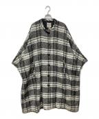 BAUM UND PFERDGARTENバウムウンドヘルガーデン）の古着「チェックワイドコート」｜ホワイト×ブラック