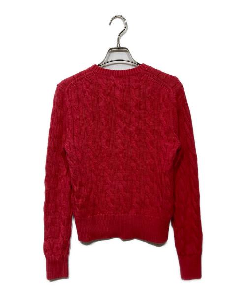 POLO RALPH LAUREN（ポロ・ラルフローレン）POLO RALPH LAUREN (ポロ・ラルフローレン) ケーブルニットカーディガン レッド サイズ:Sの古着・服飾アイテム