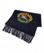 BURBERRYバーバリー）の古着「刺繍ロゴ カシミヤマフラー」｜ネイビー