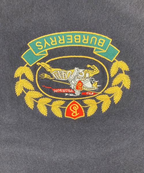 BURBERRY（バーバリー）BURBERRY (バーバリー) 刺繍ロゴ カシミヤマフラー ネイビーの古着・服飾アイテム