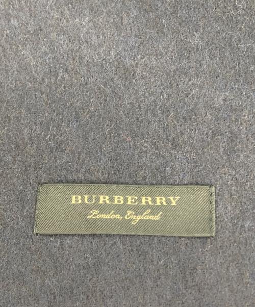 BURBERRY（バーバリー）BURBERRY (バーバリー) 刺繍ロゴ カシミヤマフラー ネイビーの古着・服飾アイテム
