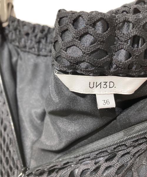 UN3D.（アンスリード）UN3D. (アンスリード) MESH ORIGAMI PLEATS SK(メッシュ オリジナル プリーツ） ブラック サイズ:36の古着・服飾アイテム