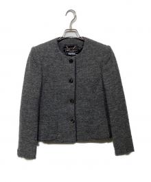 Salvatore Ferragamo（サルヴァトーレ フェラガモ）の古着「ノーカラーツイードジャケット」｜グレー