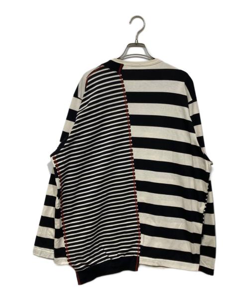 kolor/BEACON（カラービーコン）kolor/BEACON (カラービーコン) swiching border longsleeve t-shirt ホワイト×ブラック サイズ:3の古着・服飾アイテム