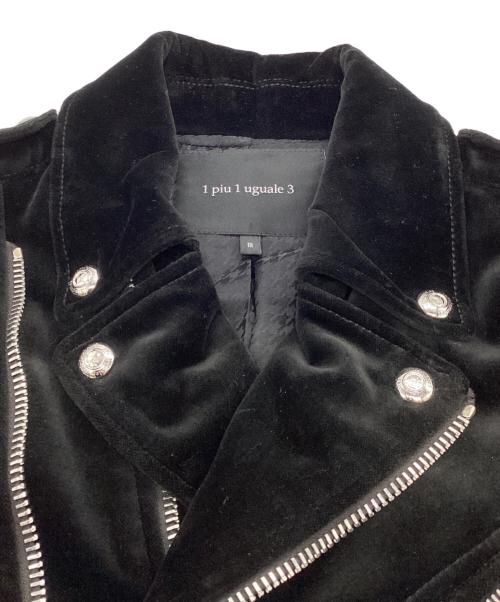 1piu1uguale3（ウノピュウノウグァーレトレ）1piu1uguale3 (ウノピュウノウグァーレトレ) ベルベットライダースジャケット MRB160 ブラック サイズ:3の古着・服飾アイテム