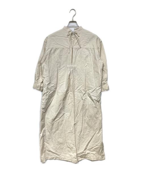 ne quittez pas（ヌキテパ）ne quittez pas (ヌキテパ) Heavy Linen Code Emb Shirts Dress ホワイト サイズ:記載なしの古着・服飾アイテム