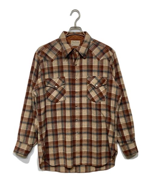 PENDLETON（ペンドルトン）PENDLETON (ペンドルトン) 70-80S　ウエスタンシャツ　ネルシャツ ブラウン×ホワイト サイズ:Lの古着・服飾アイテム