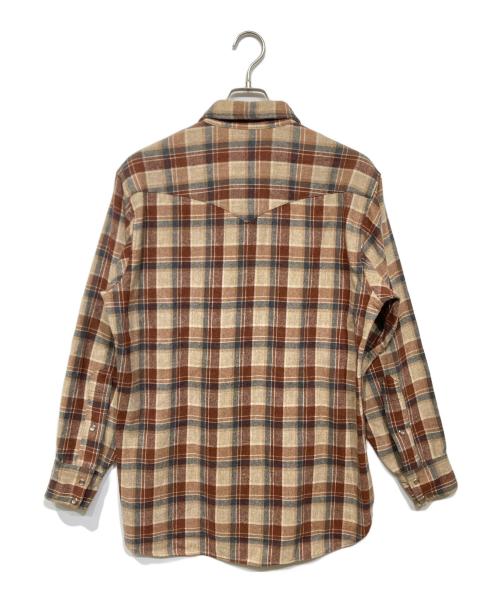 PENDLETON（ペンドルトン）PENDLETON (ペンドルトン) 70-80S　ウエスタンシャツ　ネルシャツ ブラウン×ホワイト サイズ:Lの古着・服飾アイテム