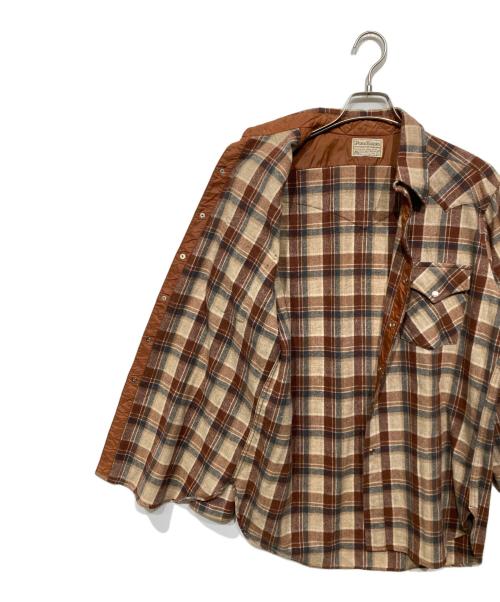 PENDLETON（ペンドルトン）PENDLETON (ペンドルトン) 70-80S　ウエスタンシャツ　ネルシャツ ブラウン×ホワイト サイズ:Lの古着・服飾アイテム